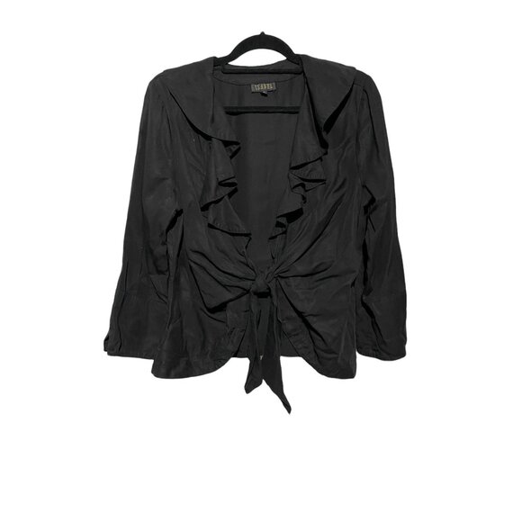 Isabel Women's Top Blouse Ruffled Front Tie Black Size Medium - Picture 1 of 5